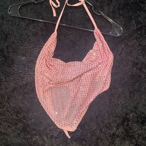 Pink Rhinestone Halter Top